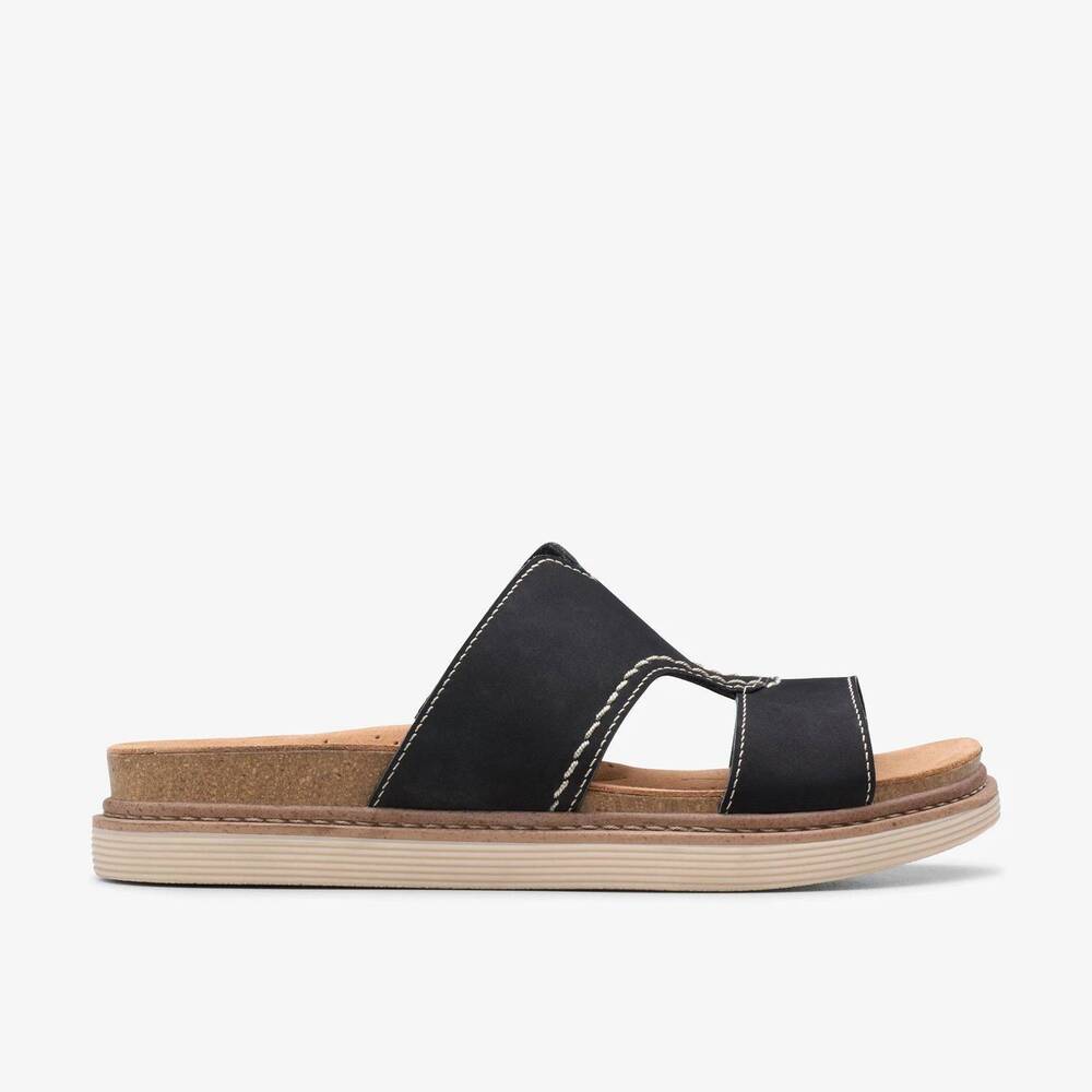NEW CLARKS women's arwell walk sandals in black nubuck